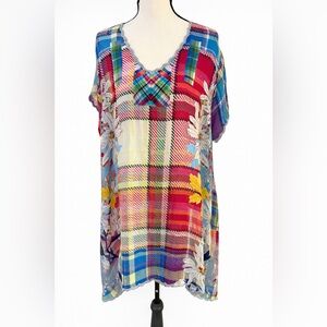 Colorful Plaid Floral Tunic